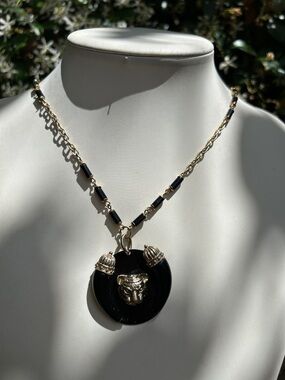 Tiger Gold Tone Acrylic Necklace Earrings Set